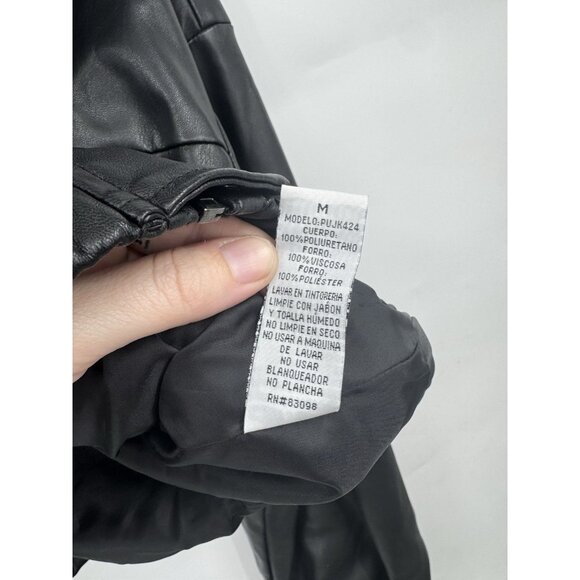 Ci Sono Outerwear Faux Vegan Leather Cropped Moto Jacket Women M Black Grunge - Picture 5 of 9